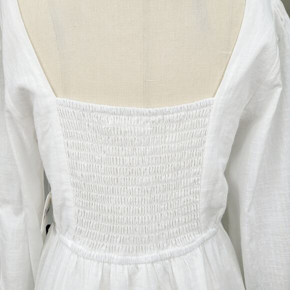 NWT Altar'd State Cotton Ruffled Tiered Mini Dress Size L White Boho Chic Flowy - Picture 6 of 14